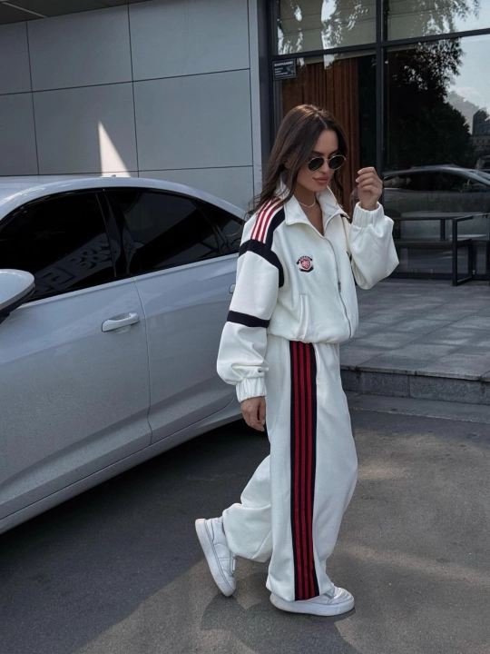 Ikki qismli ayollar sport kostyumi, katta o‘lchamda, olimpiyka va keng shim, trikotaj, 2 ipli, XB