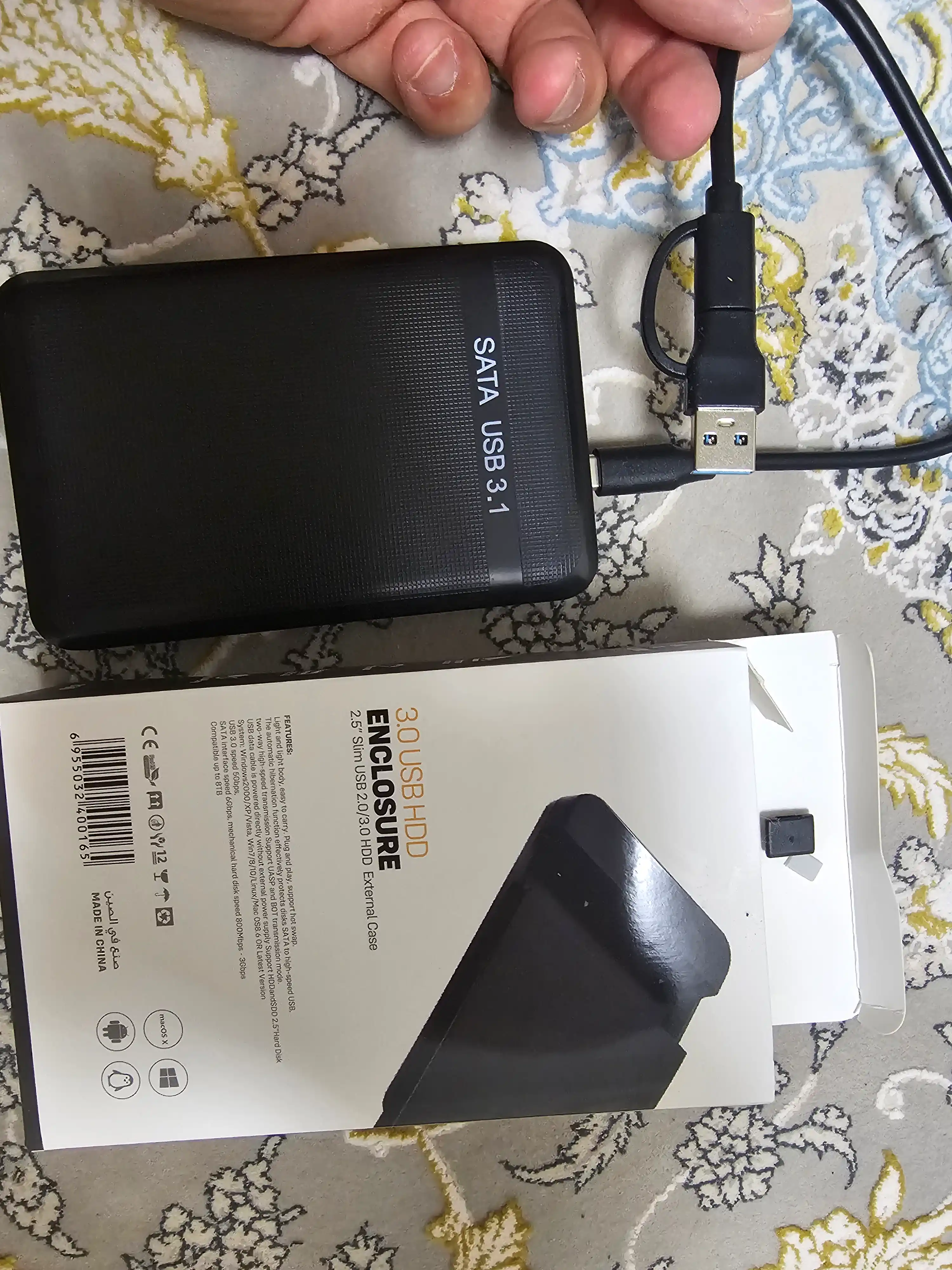 SATA HDD/SSD tashqi korpusi 2.5", 6 Gbit/s gacha bo'lgan USB 3.1 tashqi korpusi