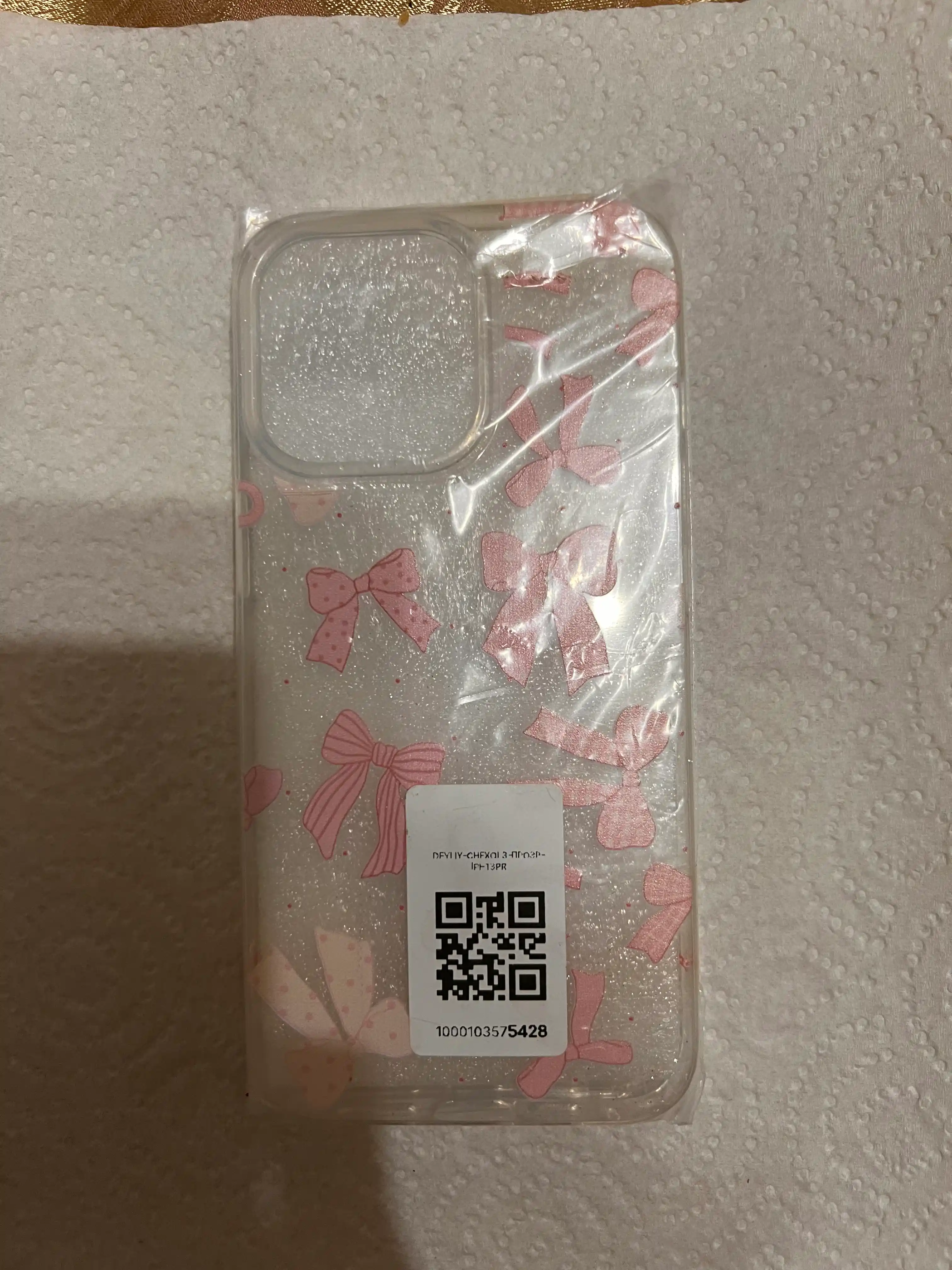 Qizchalar uchun pushti bantli iPhone g‘ilofi 11,12, 13, 14, 15, 16, 17, 17 pro, 17 pro max