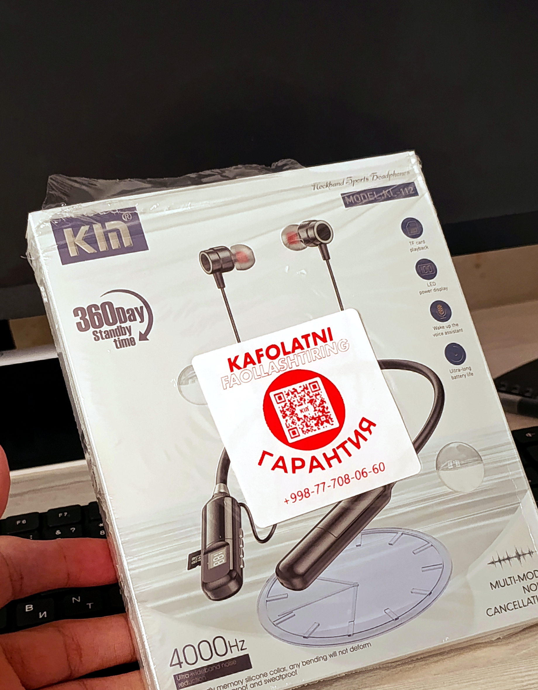 Simsiz quloqchin KIN KL112 neckband bluetooth 48 soat batareya sport naushnik