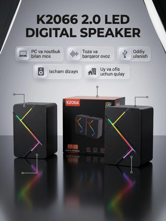 K2066 speakerlari — kompyuter uchun tashqi ovoz kuchaytirgich - 