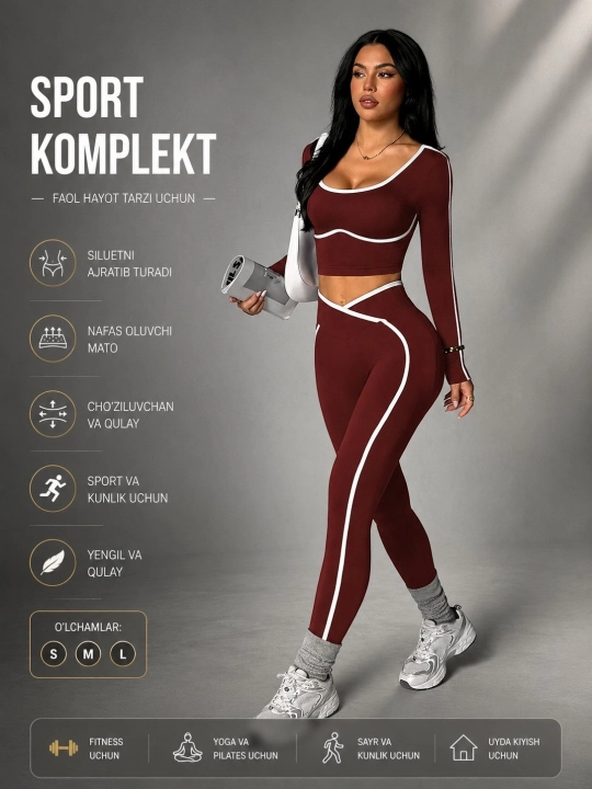 Женский спортивный костюм топ + шорты, для фитнеса, йоги, комплект - 