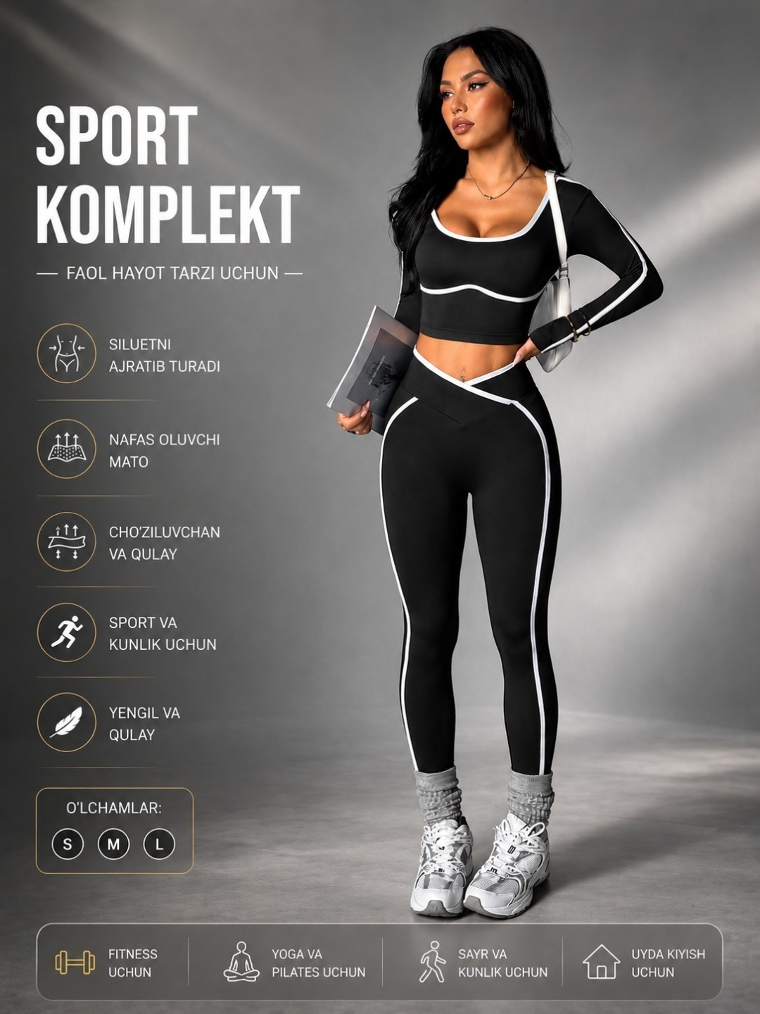 Женский спортивный костюм топ + шорты, для фитнеса, йоги, комплект - 