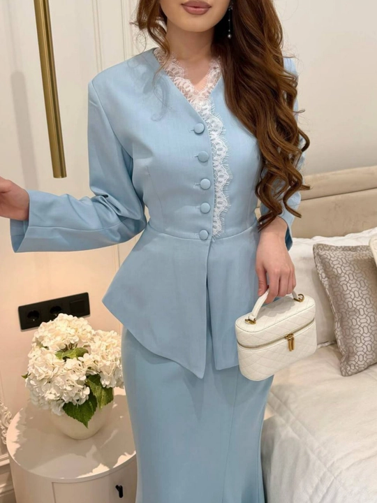 Ayollar va qizlar uchun kostyum+yubka, dvoyka, beli qisilgan, o'qish va ish uchun