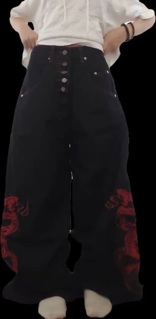 Ayollar va erkaklar jinsi shimlari, keng va yupqa, Y2K uslubidagi BAGGY, keng, yopishqoq, S-3XL