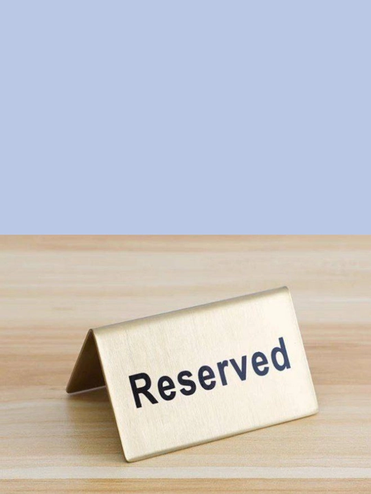 Металлическая табличка "Reserved" для столов в ресторанах и кафе, столик забронирован - 
