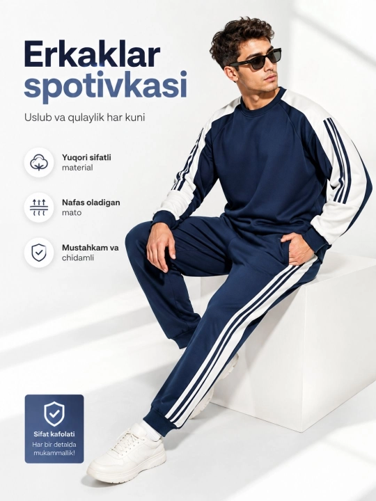 Erkaklar sport kostyumi, sportivka, ikki qismli to'plam