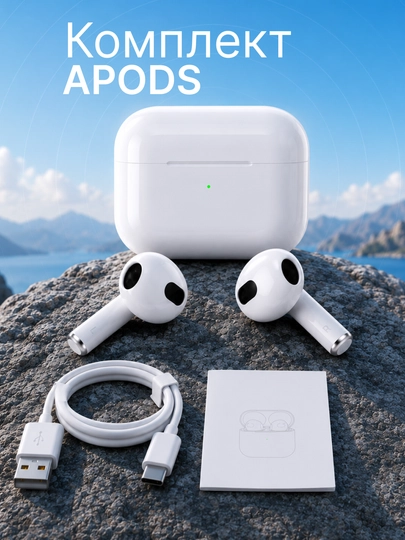 APods 3 simsiz, sensorli naushniklar (IOS, android va komputer uchun)