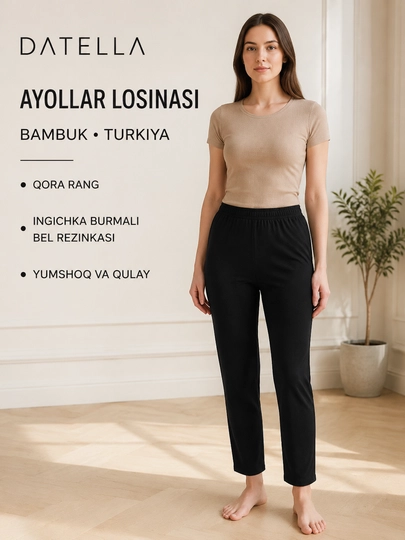 Ayollar uchun bambuk losina Datella — ingichka rezinkali, Turkiya - 