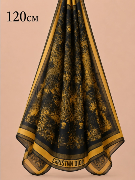Ayollar ro‘mollari, krep-shifon, manzara ro'mol matosi harir, hijob, 120×120, 140×140 sm, Misr - 