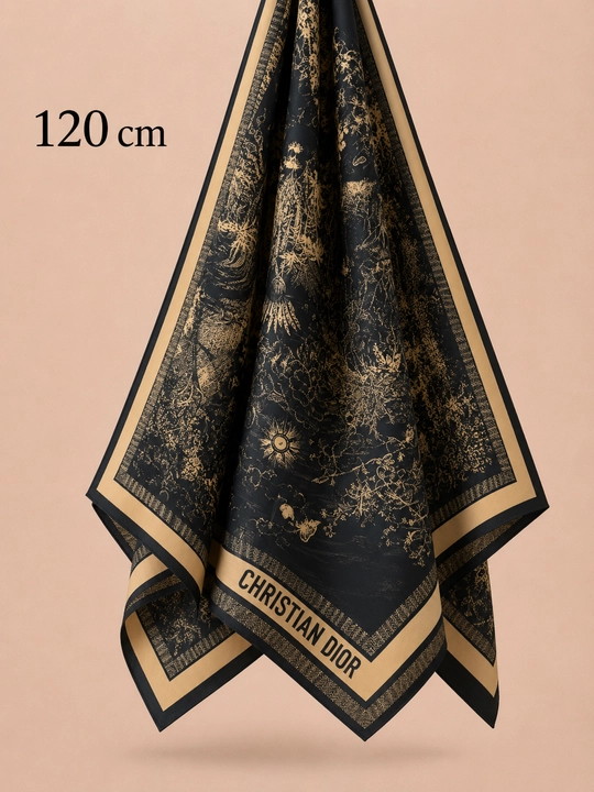 Ayollar ro‘mollari, krep-shifon, manzara ro'mol matosi harir, hijob, 120×120, 140×140 sm, Misr - 