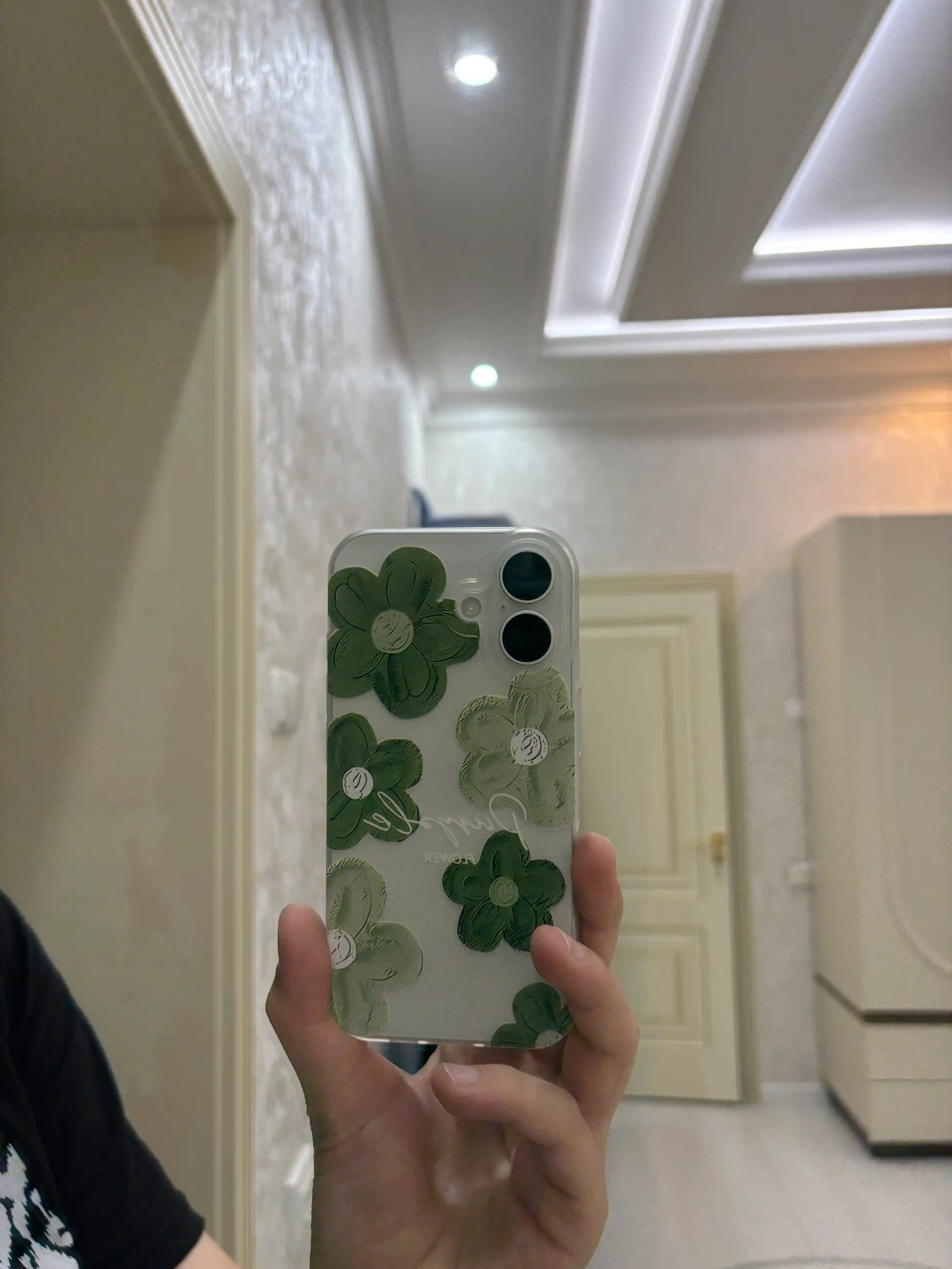 Прозрачный чехол с зелеными цветами для iPhone, чехол для IPhone 15, 16, Pro, ProMax 