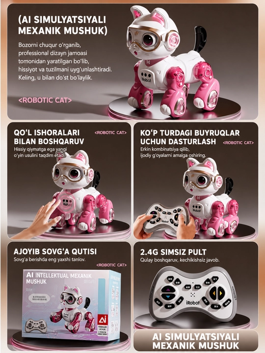 AI Робот-Собака D5 — Умный Интерактивный Робот, 4WD, Игрушка с дистанционным управлением