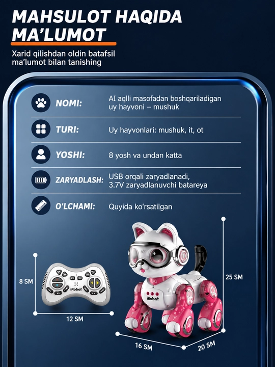 AI Робот-Собака D5 — Умный Интерактивный Робот, 4WD, Игрушка с дистанционным управлением