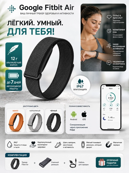 Google Fitbit Air fs500  фитнес-трекер, умные часы женские и мужские