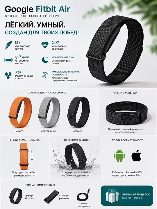 Google Fitbit Air fs500  фитнес-трекер, умные часы женские и мужские