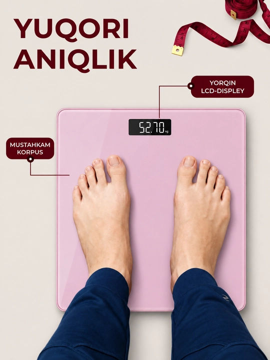 Aqlli elektron tarozi Bluetooth, OKOK ilovali raqamli pol tarozisi,180 kg gacha, taroz