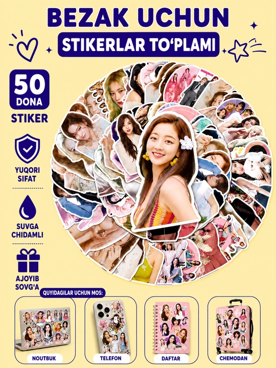 Dekor uchun stikerlar, 50 dona, 10 dan ortiq turdagi