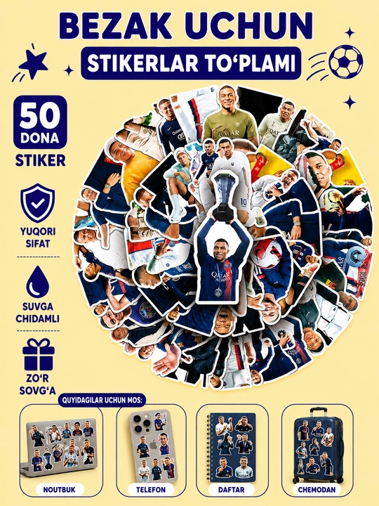 Dekor uchun stikerlar, 50 dona, 10 dan ortiq turdagi