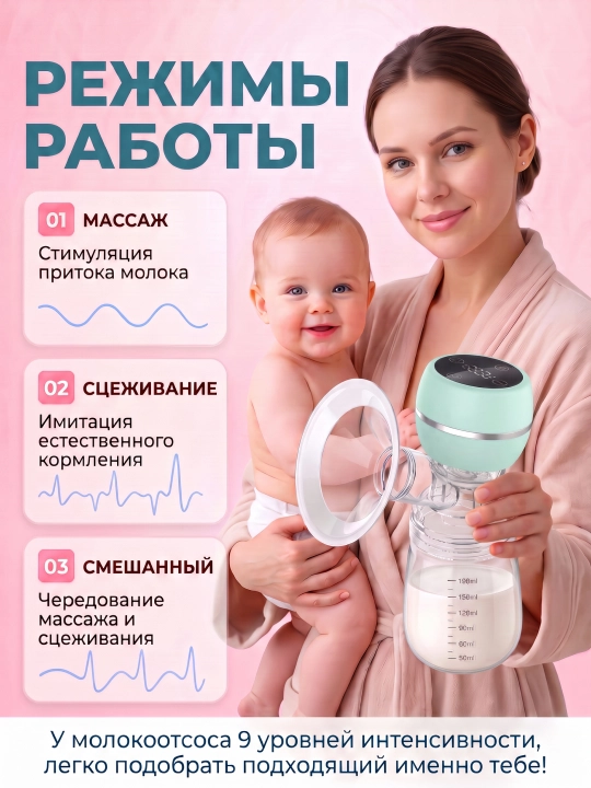 Elektr sut so‘rg‘ich, simsiz, onalar uchun, massaj uchun, sut uchun paketlar bilan