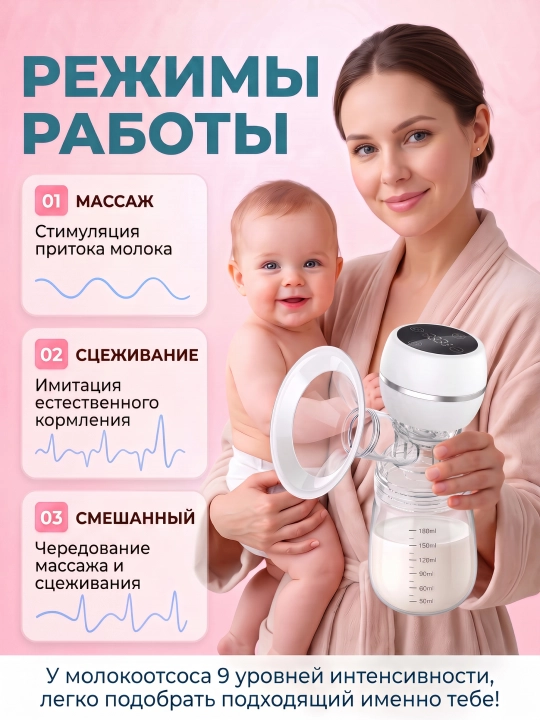 Elektr sut so‘rg‘ich, simsiz, onalar uchun, massaj uchun, sut uchun paketlar bilan