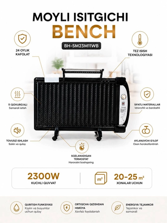 Moyli isitgichi Bench BH-SM23M11WB ZAMONAVIY TEXNIKALAR - 