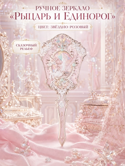 Flower Knows ritsar va qanotli yagona shoxli ot bezakli qo‘l kosmetik oynasi - 