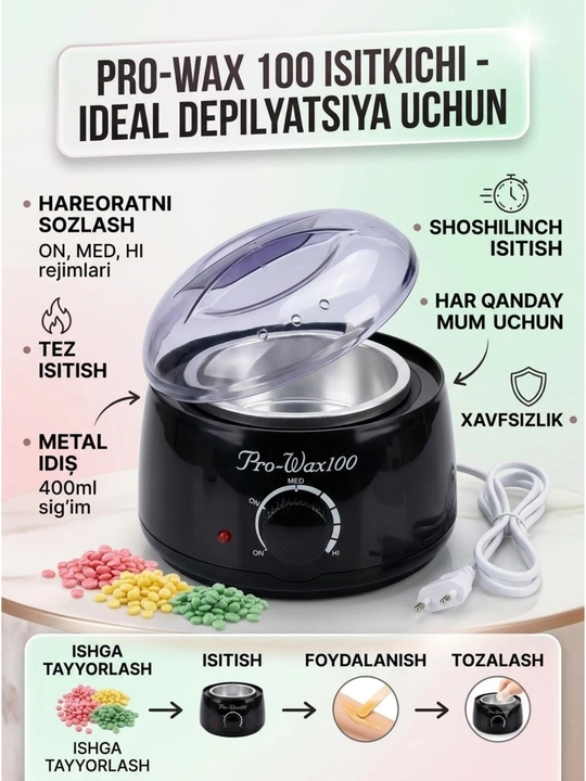 Pro Wax 100, mum isitgich, depilyatsiya, voskoplav, mum eritish apparati - 