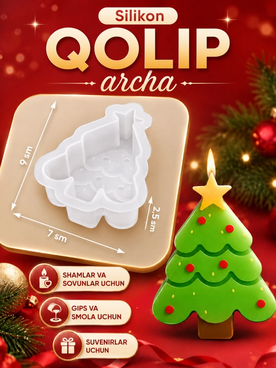Yangi yil o‘yinchoqlari uchun silikon qoliplar, smola, gips, shamlar, yangi yil qoliplari