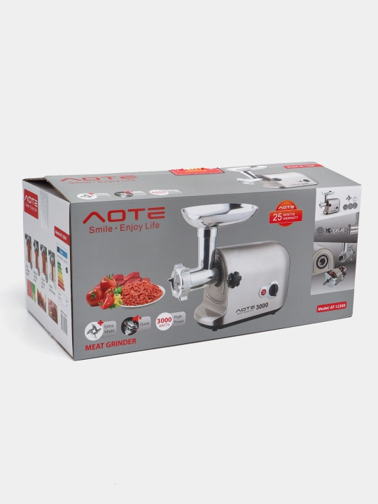AOTE AT-28300 Go‘sht Maydalagich,3000 Vt,Ruchnoy Reverse,Kolbasa va Kebe Nasadkalari bilan