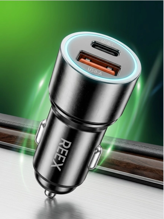 REEX RA-13 avtomobil zaryadlagichi, 38W, USB-A va Type-C, QC 3.0, 12V-24V