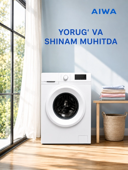 Aiwa 7 kg old tomondan yuklanadigan avtomat kir yuvish mashinasi, kir moshina