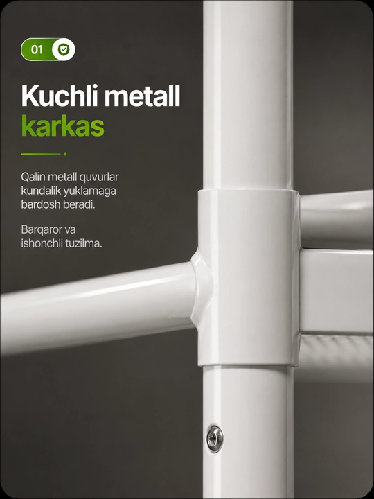 Kir yuvish mashinasi ustidagi metall tokcha