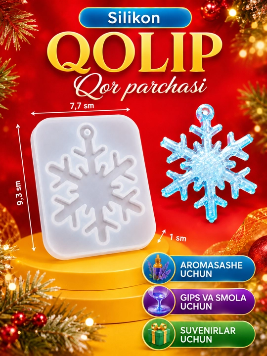 Yangi yil o‘yinchoqlari uchun silikon qoliplar, smola, gips, shamlar, yangi yil qoliplari