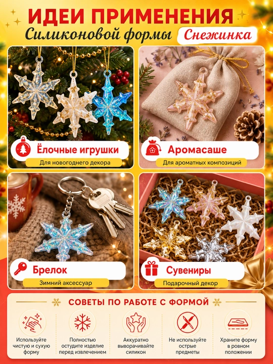 Yangi yil o‘yinchoqlari uchun silikon qoliplar, smola, gips, shamlar, yangi yil qoliplari