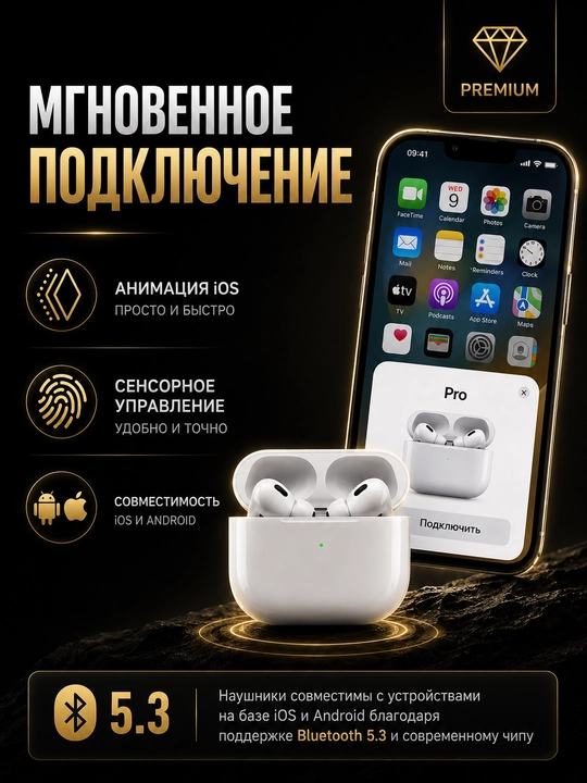 Android va iPhone uchun Pods pro 3 ANC simsiz quloqchinlari, Bluetooth 5.3