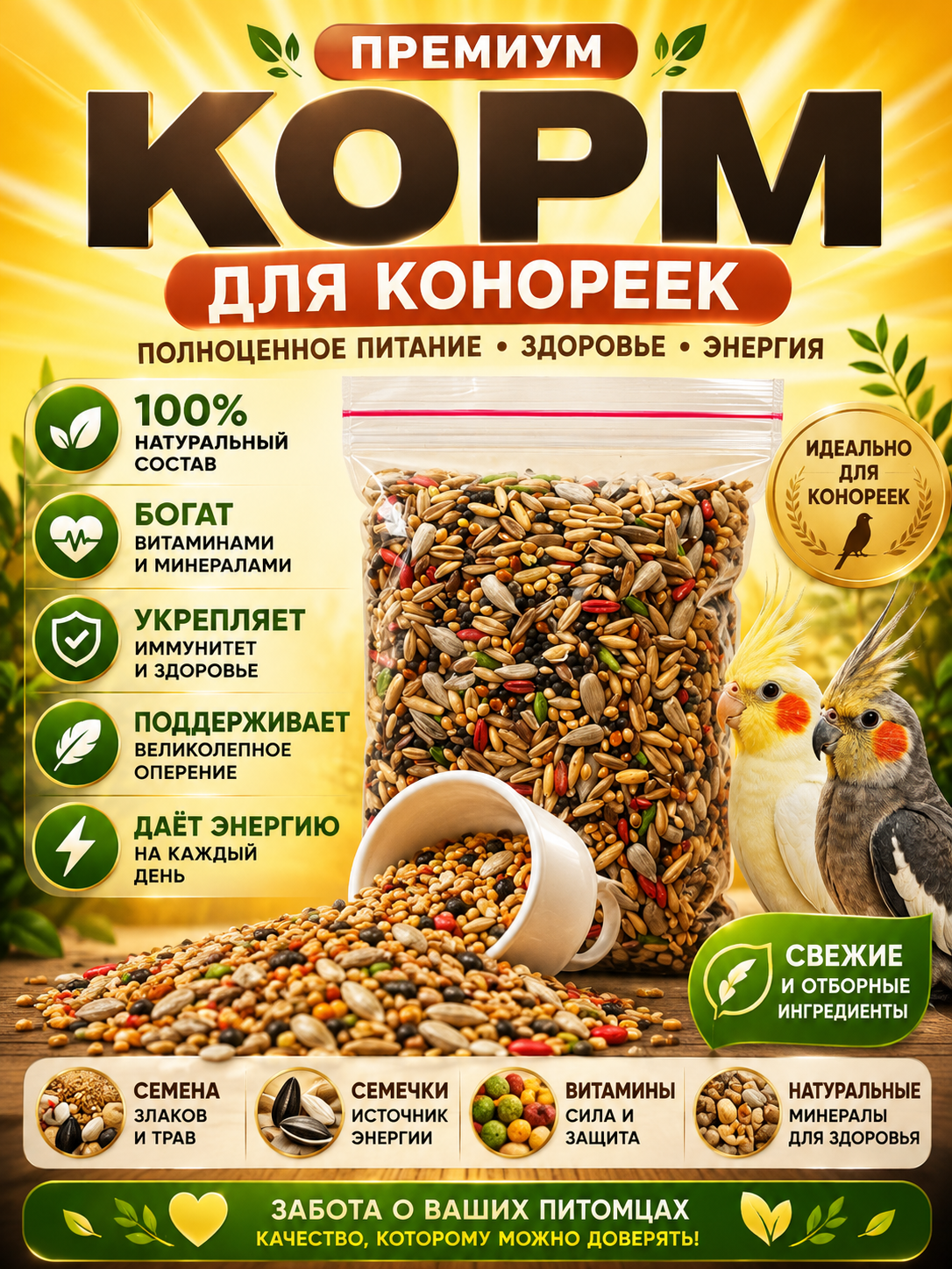 Kanareyka uchun oziq-ovqat - 