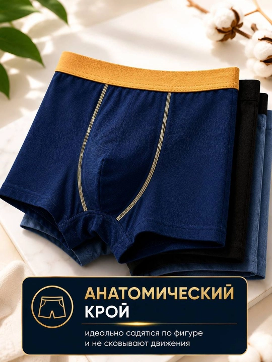 Erkaklar bokseri, paxtali trusik, ichki kiyim, anatomik bichim