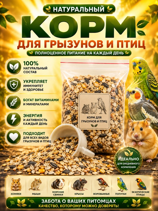 Корм для домашних грызунов и птиц - 