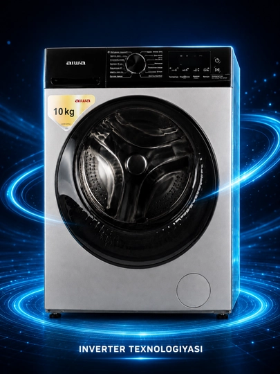 AIWA inverterli kir yuvish mashinasi, old yuklama, 10 kg, 60×60×85 sm kir moshina - 