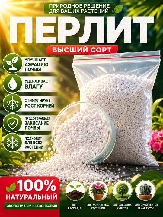 Перлит - универсальный для эффективного роста и развитие растений, 1 л - 