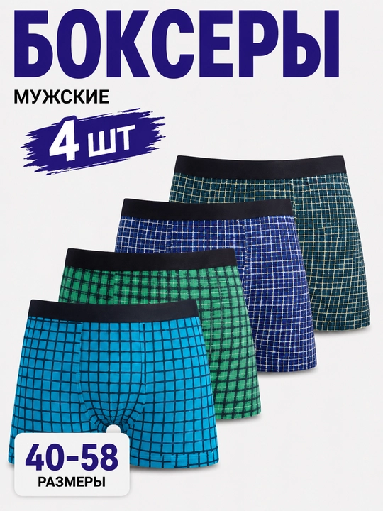 Трусы мужские, набор 3 и 4 шт, мягкие, повседневные - 