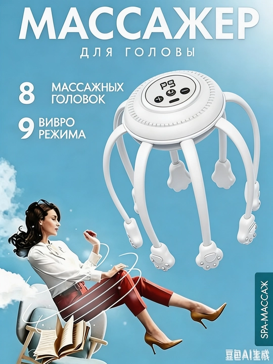 Массажер для головы, электрический вибромассажер, расслабляющий массажер - 