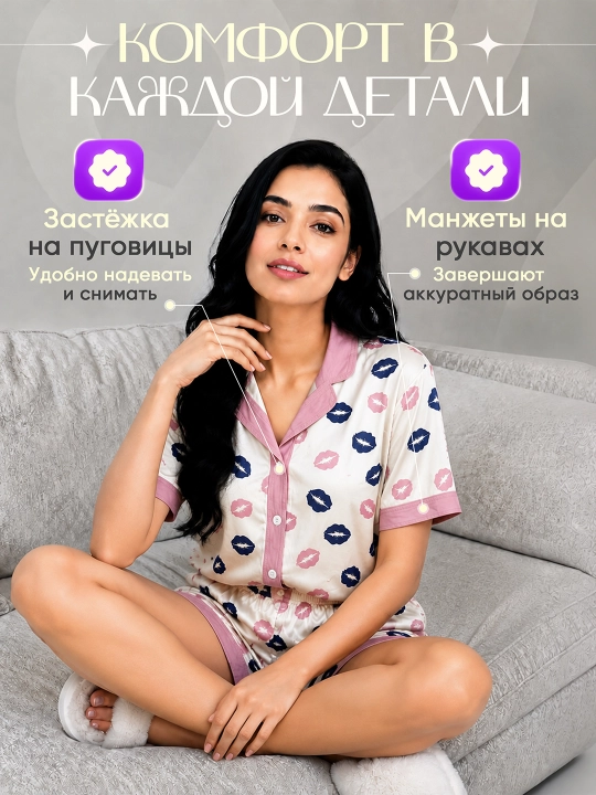 Ayollar uchun shimli pijama, ko‘ylak va shim, uy kostyumi, 2 tasi 1 da, ayolga sovg‘a