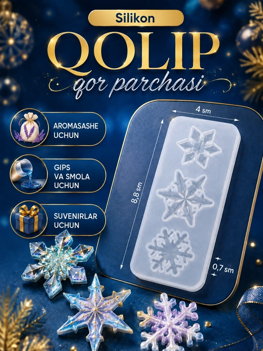 Yangi yil o‘yinchoqlari uchun silikon qoliplar, smola, gips, shamlar, yangi yil qoliplari