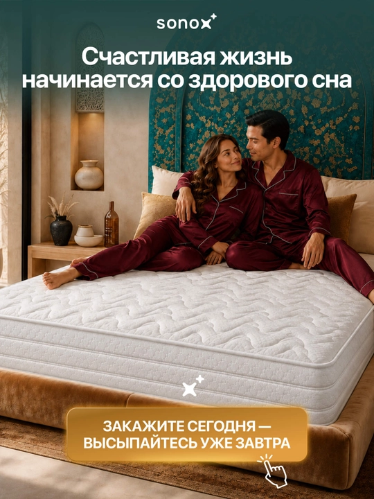 SONOX Lux Massage ortopedik prujinasiz to‘shak, 19 sm, o‘rtacha qattiqlikda