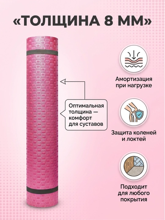 Коврик для йоги и фитнеса EVA YOGA MAT, спортивный, нескользящий, тренировочный