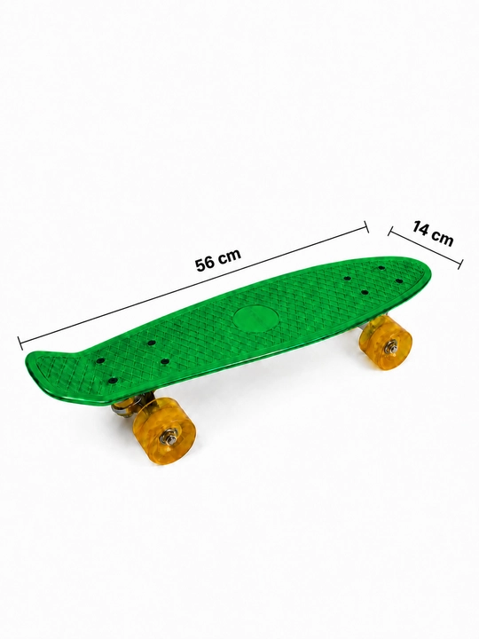 Детский цветной скейтборд Penny Board с пластиковой декой и прозрачными колесами, 56x14 см - 