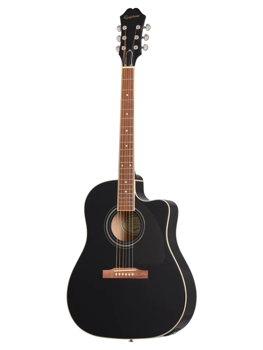 Epiphone J-45 EC Studio Solid Top elektroakustik gitara, Ebony rangida - 