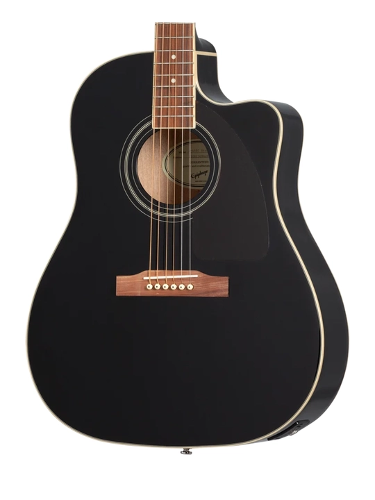 Epiphone J-45 EC Studio Solid Top elektroakustik gitara, Ebony rangida